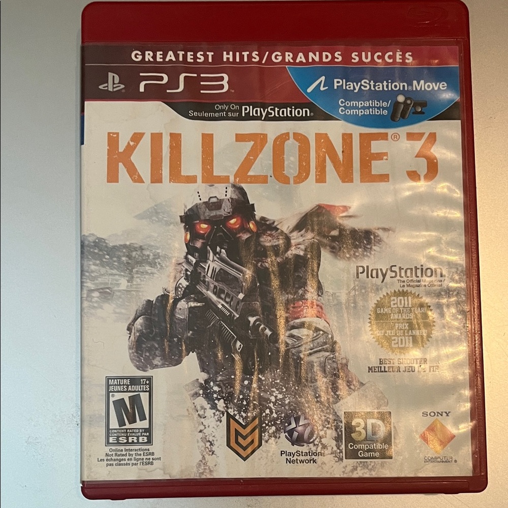 Sony Killzone 3 for PS3 - Red and White Case
